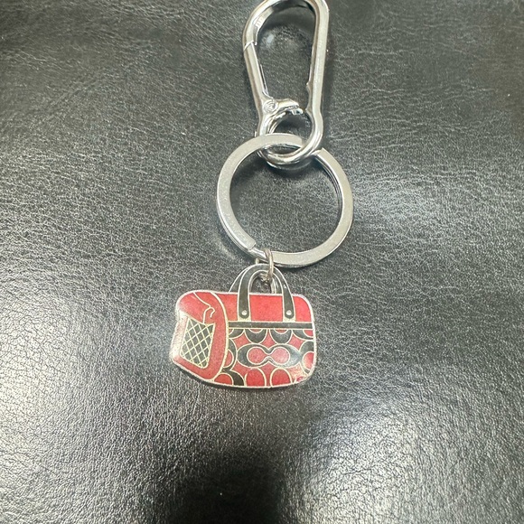 Coach Accessories - Coach Red and Silver Bag Keychain Charm - key chain section added to charm